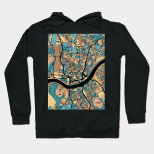 Cincinnati Map Pattern in Mid Century Pastel Hoodie